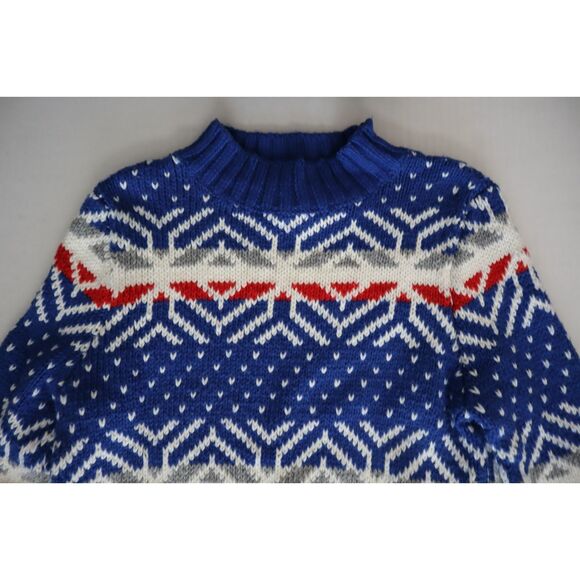 Abercrombie & Fitch Women Sz M Red/White/Blue Snowflake Crewneck Knit Sweater - Picture 5 of 5